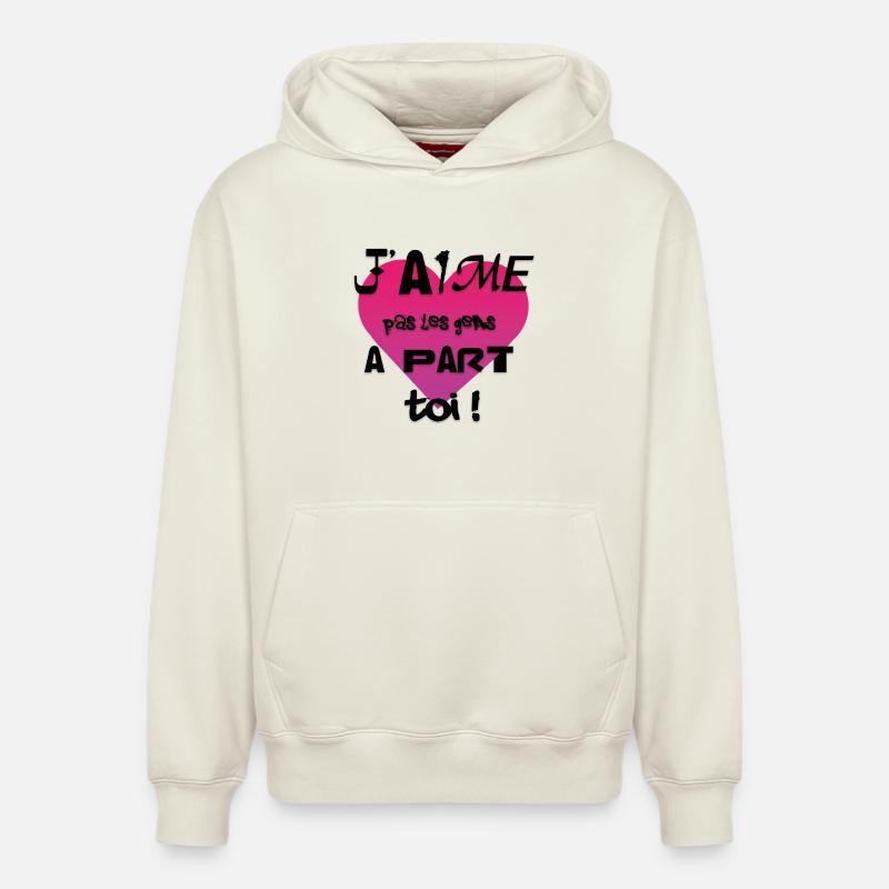 Coeur Rose Gradient — Message d'amour - Sweat à capuche unisexe décontracté en coton biologique – de SPREAD - blanc cassé