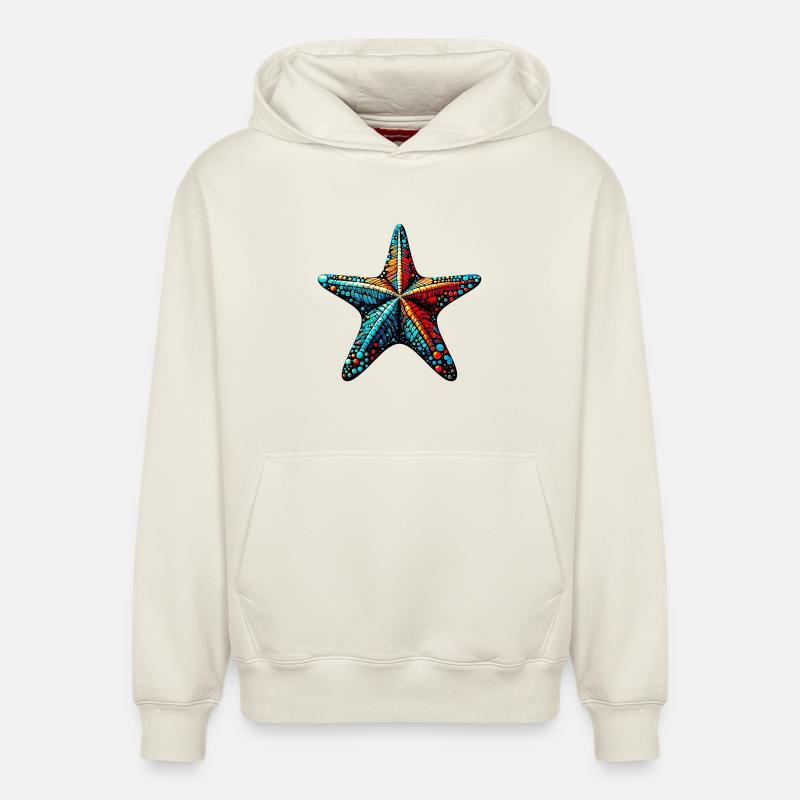 Étoile de mer - Sweat à capuche unisexe décontracté en coton biologique – de SPREAD - blanc cassé