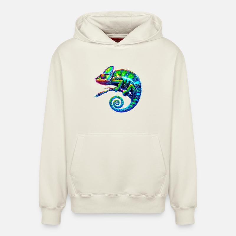 Caméléon - Sweat à capuche unisexe décontracté en coton biologique – de SPREAD - blanc cassé