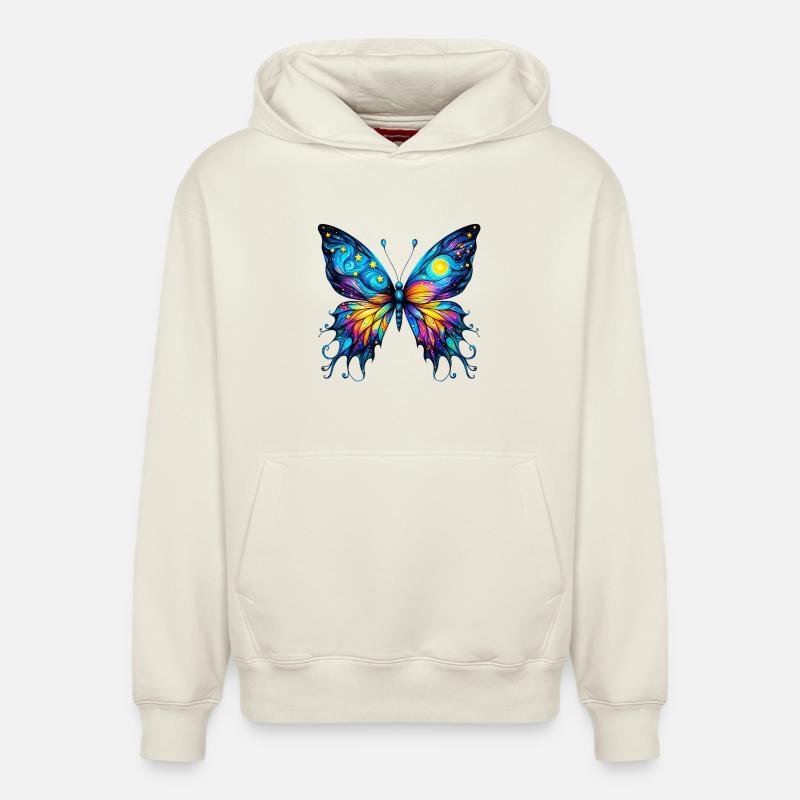 Papillon Van Gogh - Sweat à capuche unisexe décontracté en coton biologique – de SPREAD - blanc cassé