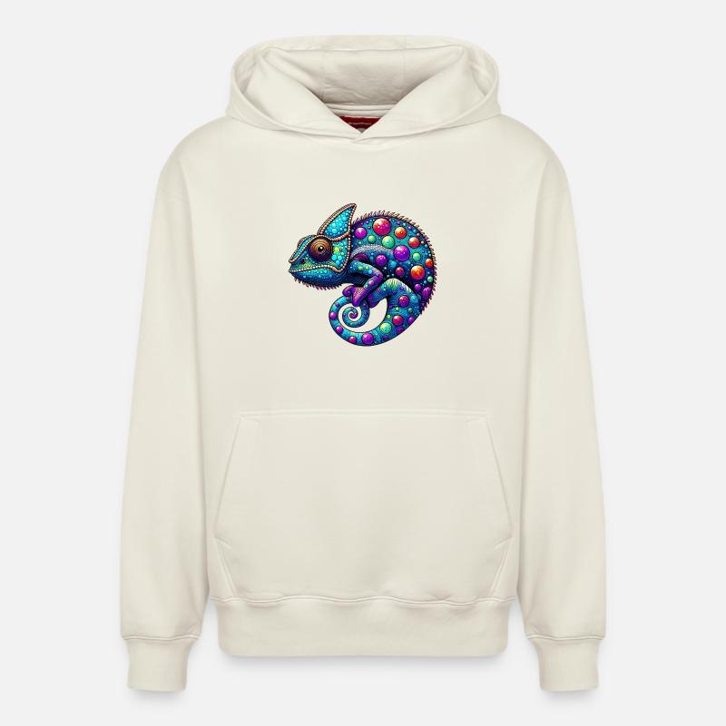 Caméléon - Sweat à capuche unisexe décontracté en coton biologique – de SPREAD - blanc cassé