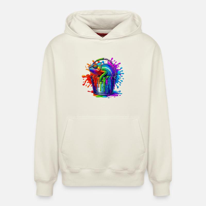 Caméléon - Sweat à capuche unisexe décontracté en coton biologique – de SPREAD - blanc cassé