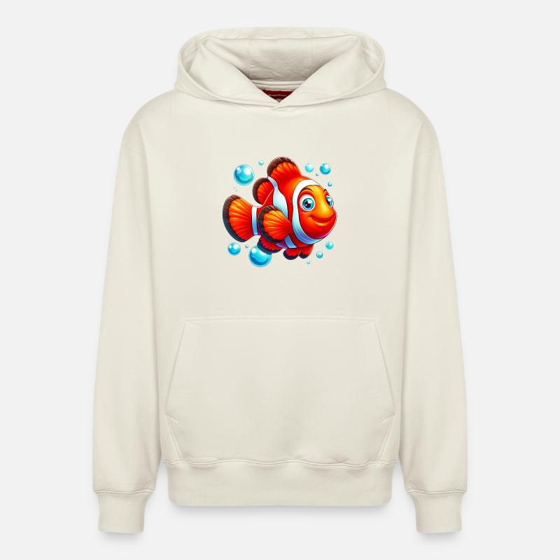 Poisson-clown - Sweat à capuche unisexe décontracté en coton biologique – de SPREAD - blanc cassé