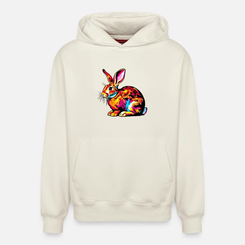 Lapin - Sweat à capuche unisexe décontracté en coton biologique – de SPREAD - blanc cassé