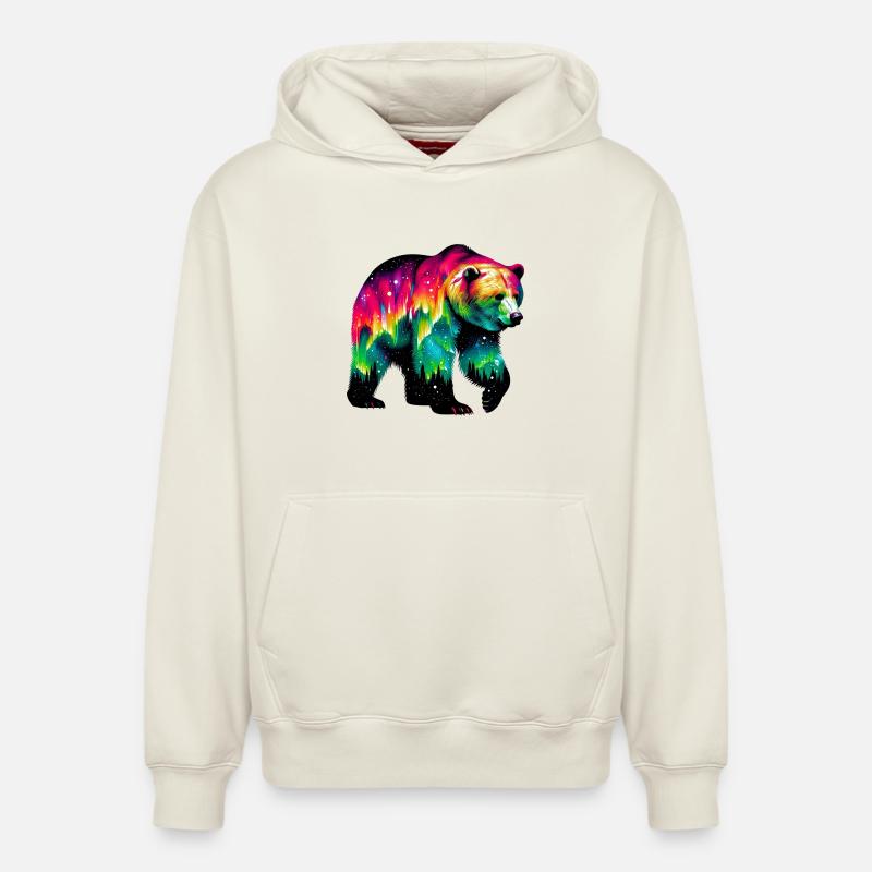 Ours - Sweat à capuche unisexe décontracté en coton biologique – de SPREAD - blanc cassé