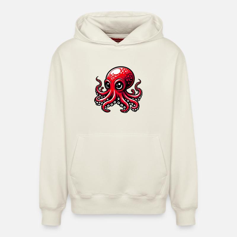Pieuvre - Sweat à capuche unisexe décontracté en coton biologique – de SPREAD - blanc cassé