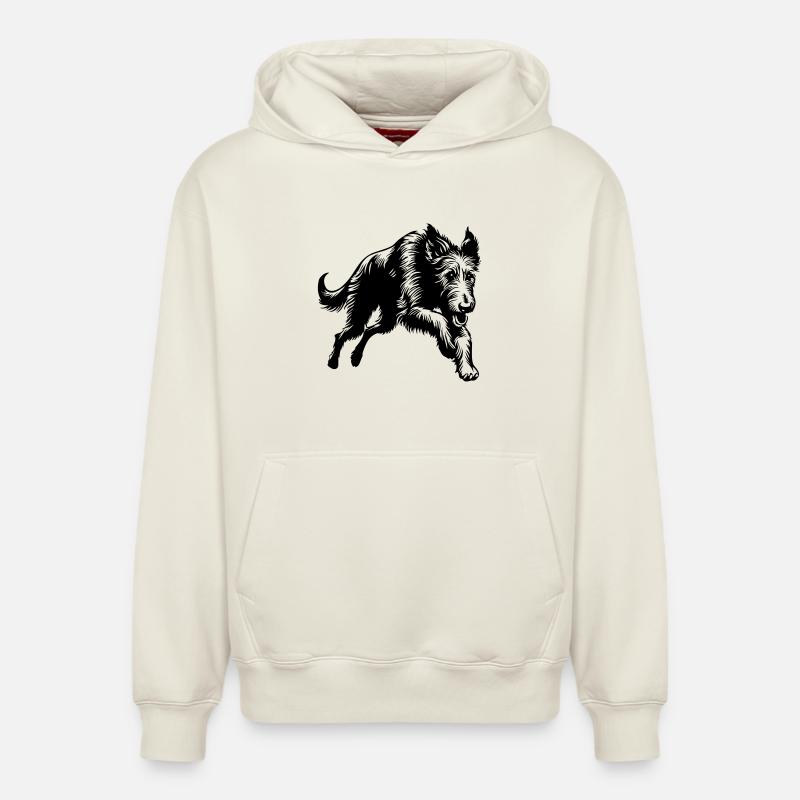 Irish Wolfhound - Sweat à capuche unisexe décontracté en coton biologique – de SPREAD - blanc cassé
