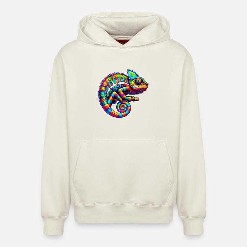 Caméléon - Sweat à capuche unisexe décontracté en coton biologique – de SPREAD - blanc cassé