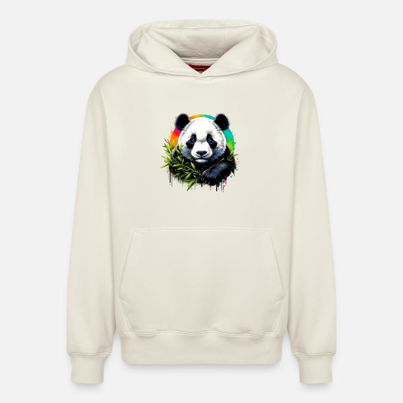 Panda - Sweat à capuche unisexe décontracté en coton biologique – de SPREAD - blanc cassé