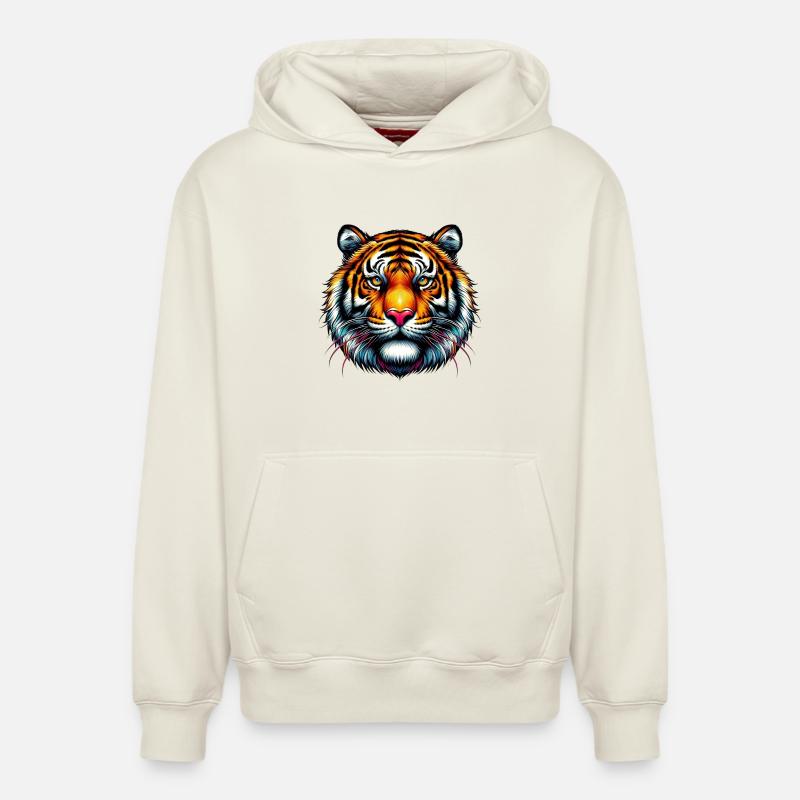 Tigre - Sweat à capuche unisexe décontracté en coton biologique – de SPREAD - blanc cassé