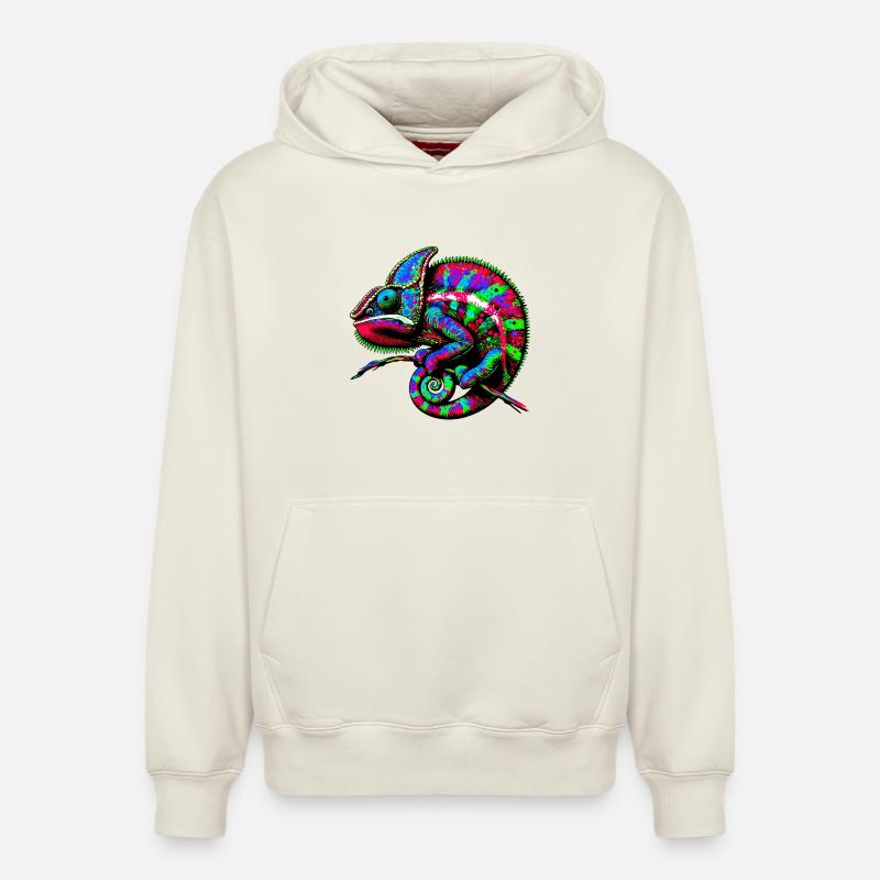 Caméléon - Sweat à capuche unisexe décontracté en coton biologique – de SPREAD - blanc cassé