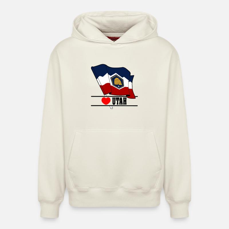 Drapeau Utah coeur UTAH - Sweat à capuche unisexe décontracté en coton biologique – de SPREAD - blanc cassé