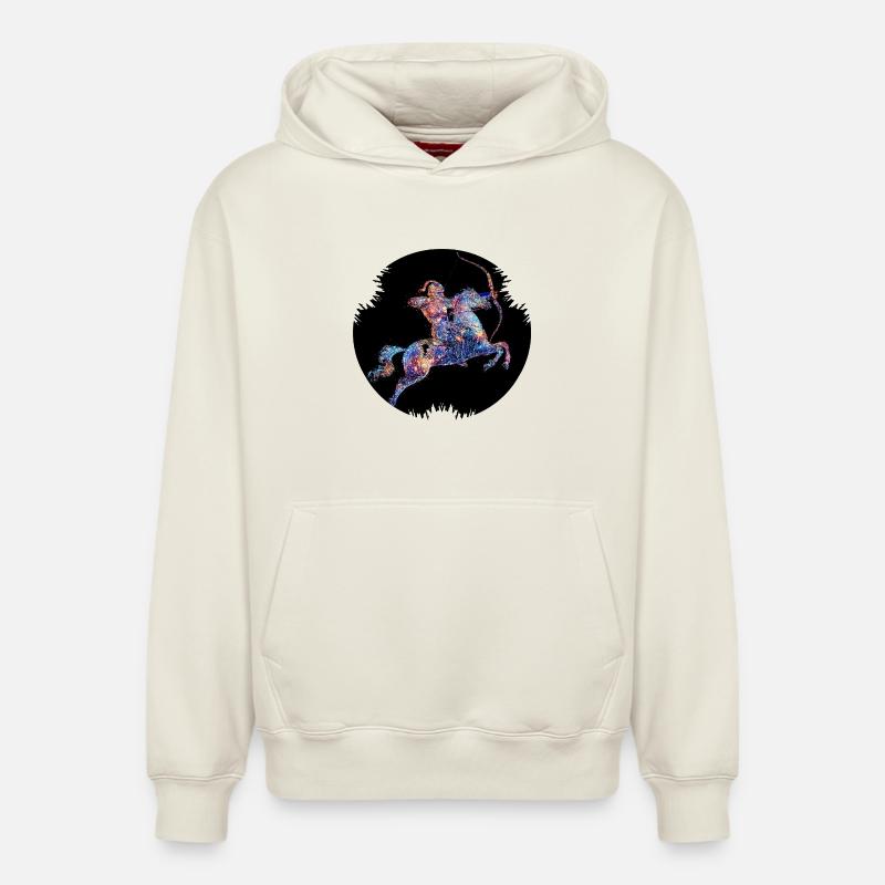 Constellation géométrique du Sagittaire - Sweat à capuche unisexe décontracté en coton biologique – de SPREAD - blanc cassé