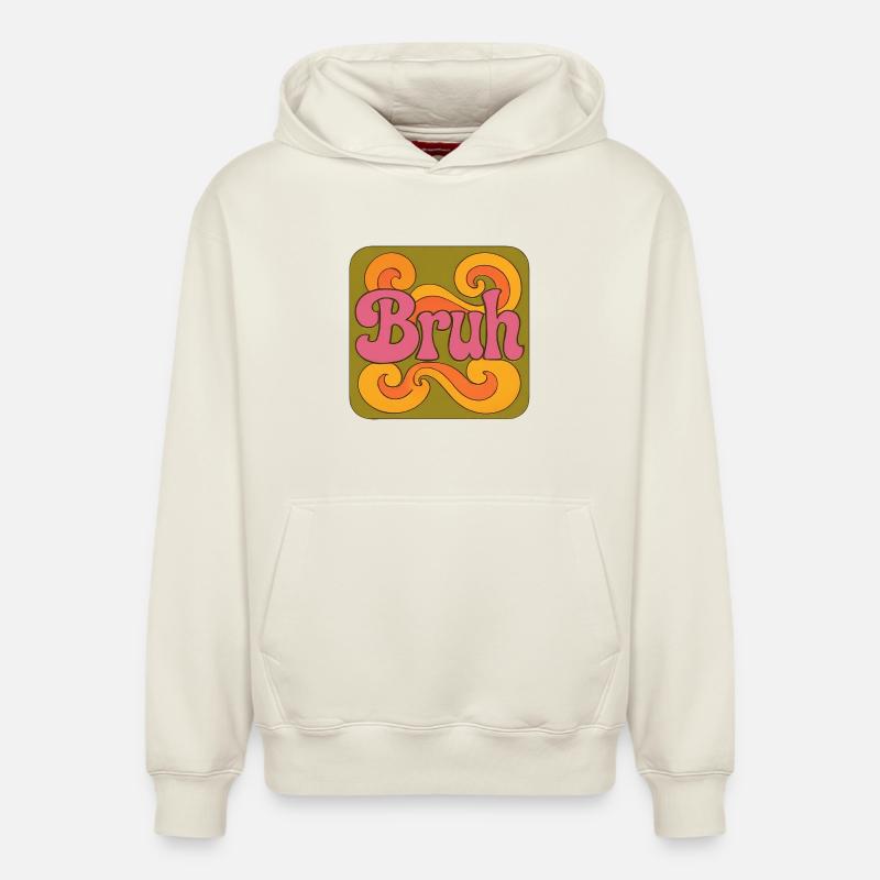Bruh Psychedelic Swirl - Sweat à capuche unisexe décontracté en coton biologique – de SPREAD - blanc cassé