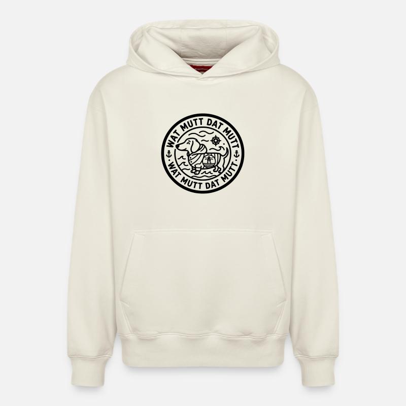 wat mutt dat mutt teckel - Sweat à capuche unisexe décontracté en coton biologique – de SPREAD - blanc cassé