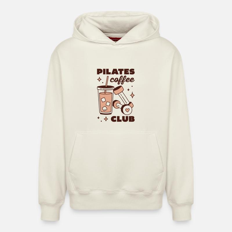 Pilates-Eiskaffee-Latte-Mädchen-Ästhetik - Relaxed Unisex Organic Hoodie – von SPREAD - Naturweiß