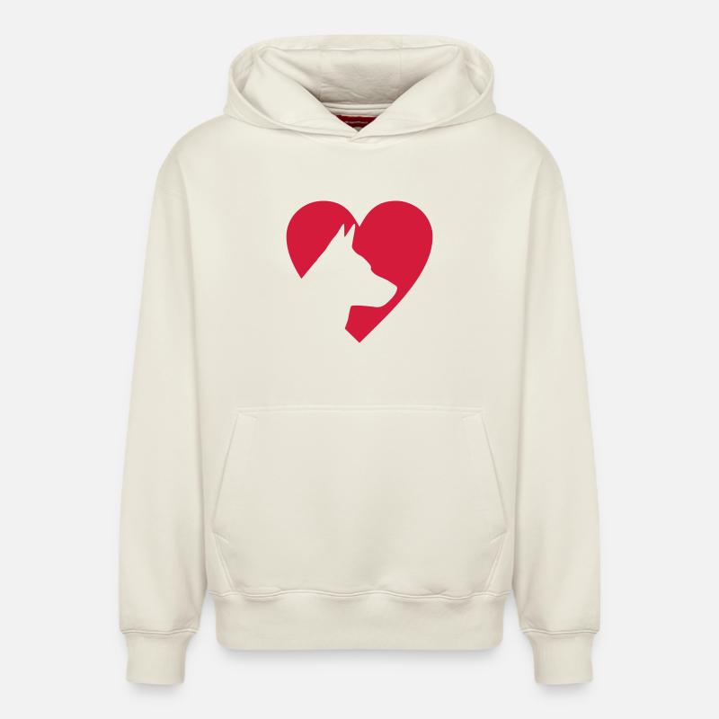J’aime mon berger - Sweat à capuche unisexe décontracté en coton biologique – de SPREAD - blanc cassé
