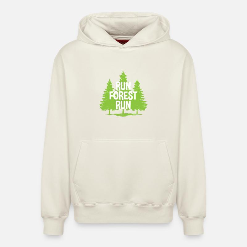 Run Forest Run - Sweat à capuche unisexe décontracté en coton biologique – de SPREAD - blanc cassé