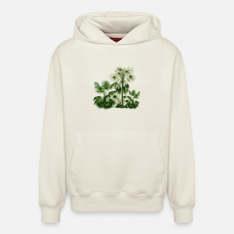 palmier - Sweat à capuche unisexe décontracté en coton biologique – de SPREAD - blanc cassé