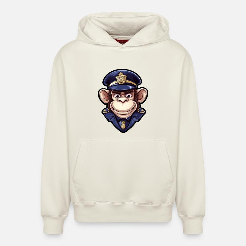 Singe policier - Sweat à capuche unisexe décontracté en coton biologique – de SPREAD - blanc cassé