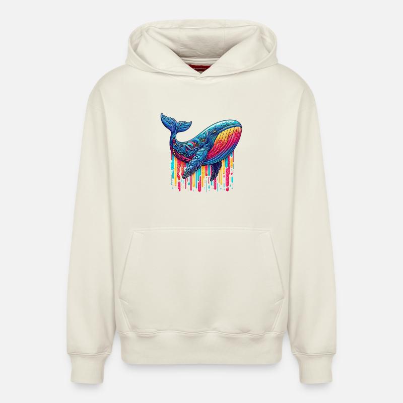 Baleine - Sweat à capuche unisexe décontracté en coton biologique – de SPREAD - blanc cassé