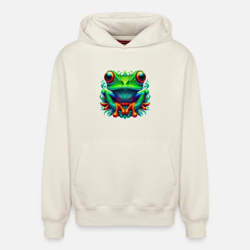 Grenouille - Sweat à capuche unisexe décontracté en coton biologique – de SPREAD - blanc cassé