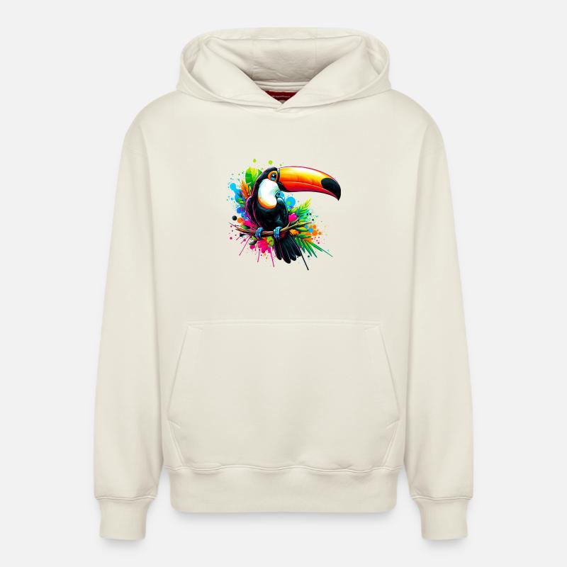 Toucan - Sweat à capuche unisexe décontracté en coton biologique – de SPREAD - blanc cassé