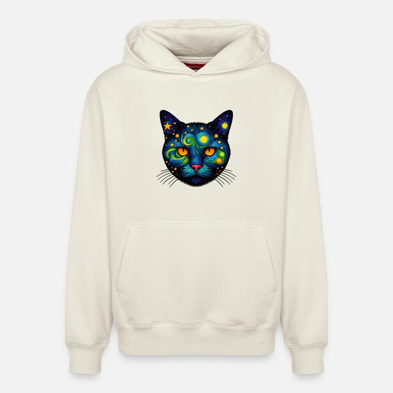Chat - Sweat à capuche unisexe décontracté en coton biologique – de SPREAD - blanc cassé