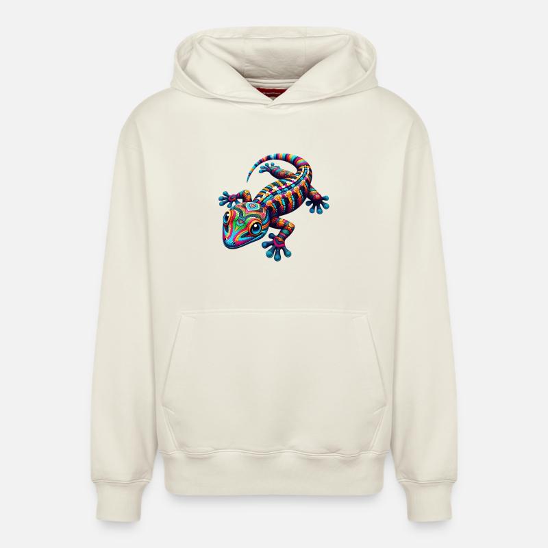 Gecko - Sweat à capuche unisexe décontracté en coton biologique – de SPREAD - blanc cassé