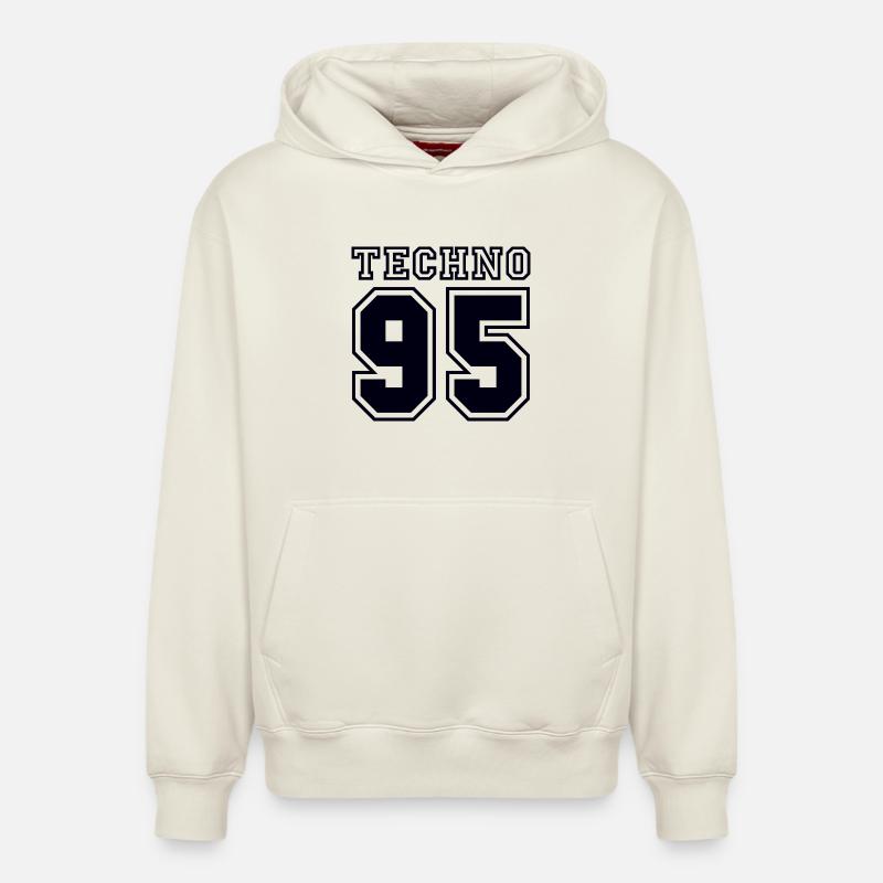 TECHNO 95 - Sweat à capuche unisexe décontracté en coton biologique – de SPREAD - blanc cassé