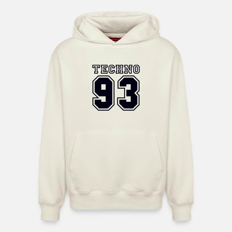 TECHNO 93 - Relaxed Unisex Organic Hoodie – von SPREAD - Naturweiß