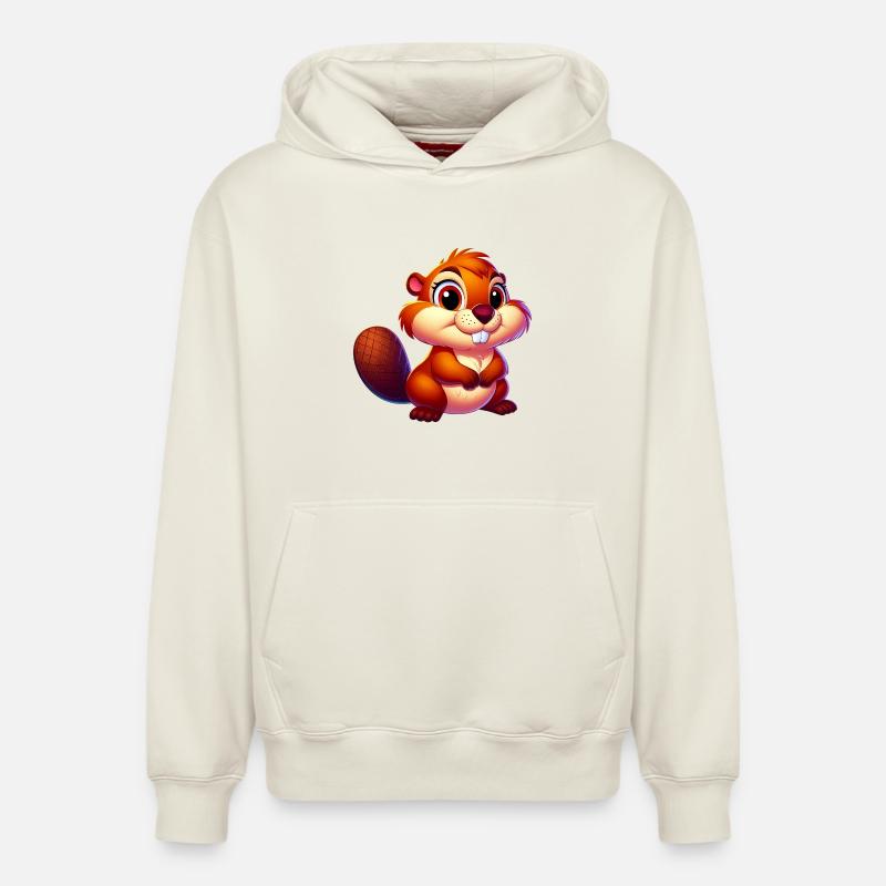Castor - Sweat à capuche unisexe décontracté en coton biologique – de SPREAD - blanc cassé