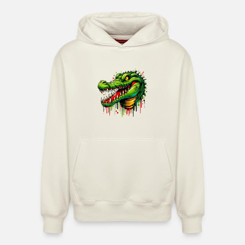 Alligator Crocodile - Sweat à capuche unisexe décontracté en coton biologique – de SPREAD - blanc cassé