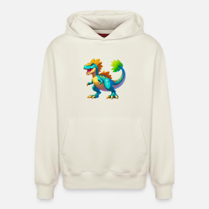 Dinosaure - Sweat à capuche unisexe décontracté en coton biologique – de SPREAD - blanc cassé