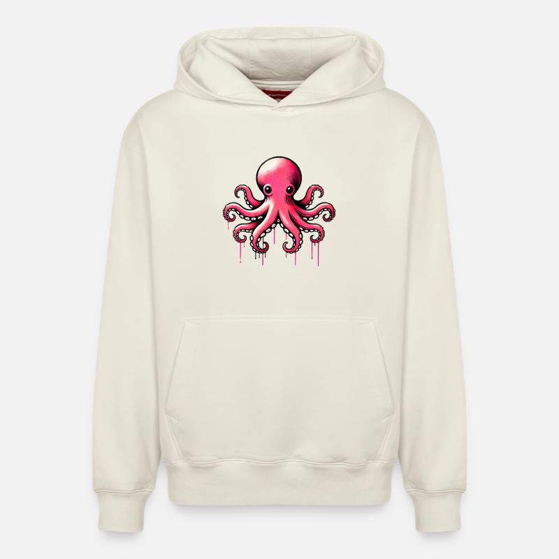 Pieuvre - Sweat à capuche unisexe décontracté en coton biologique – de SPREAD - blanc cassé