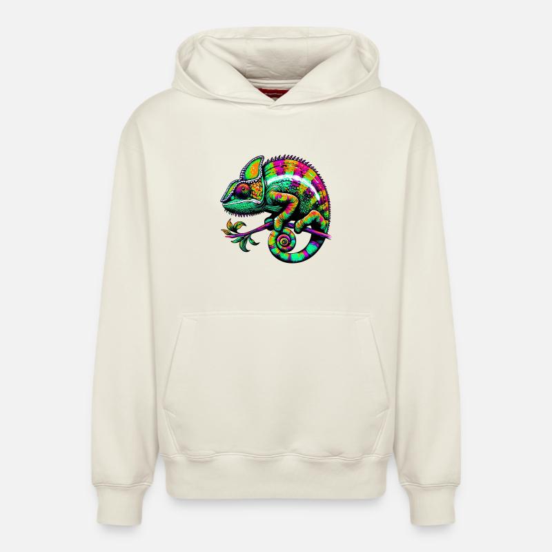 Caméléon - Sweat à capuche unisexe décontracté en coton biologique – de SPREAD - blanc cassé