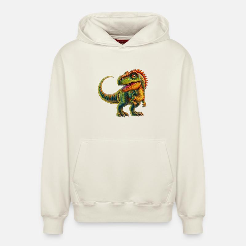 Dinosaure - Sweat à capuche unisexe décontracté en coton biologique – de SPREAD - blanc cassé