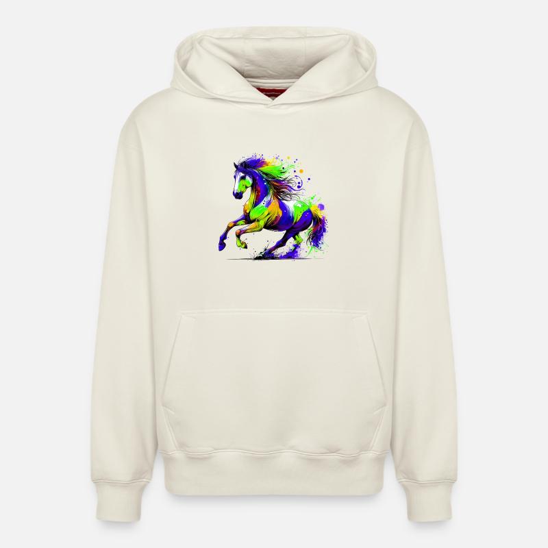 Cheval - Sweat à capuche unisexe décontracté en coton biologique – de SPREAD - blanc cassé