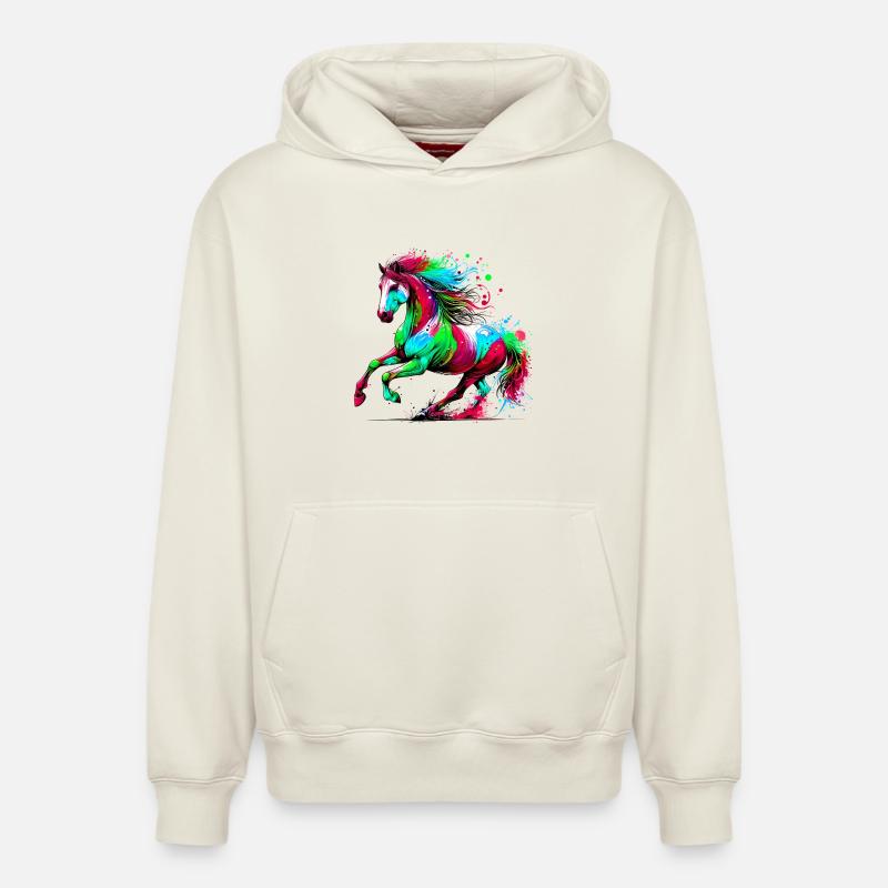 Cheval - Sweat à capuche unisexe décontracté en coton biologique – de SPREAD - blanc cassé