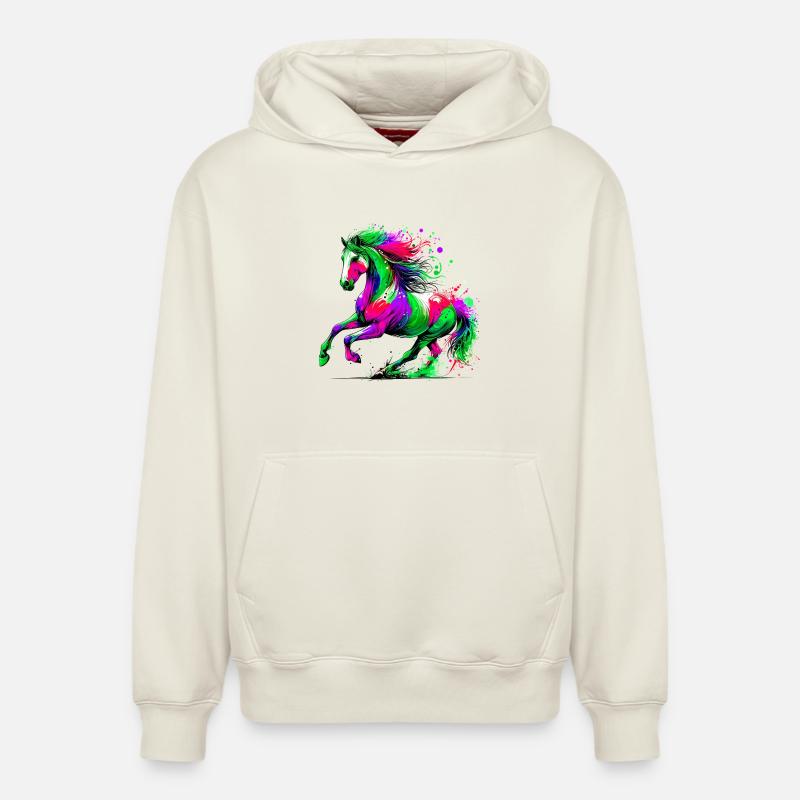 Cheval - Sweat à capuche unisexe décontracté en coton biologique – de SPREAD - blanc cassé