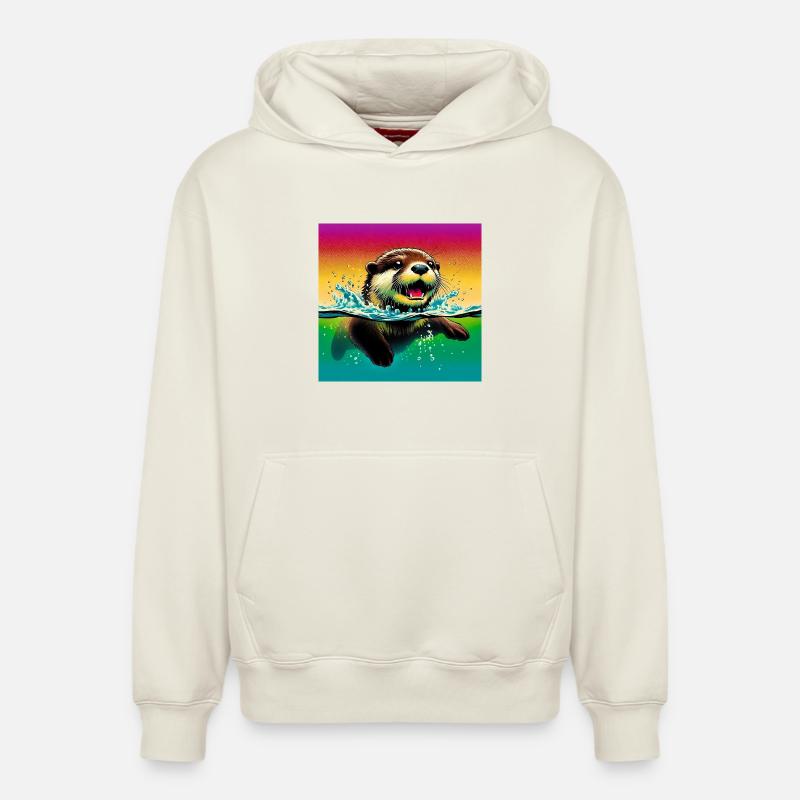 loutre - Sweat à capuche unisexe décontracté en coton biologique – de SPREAD - blanc cassé