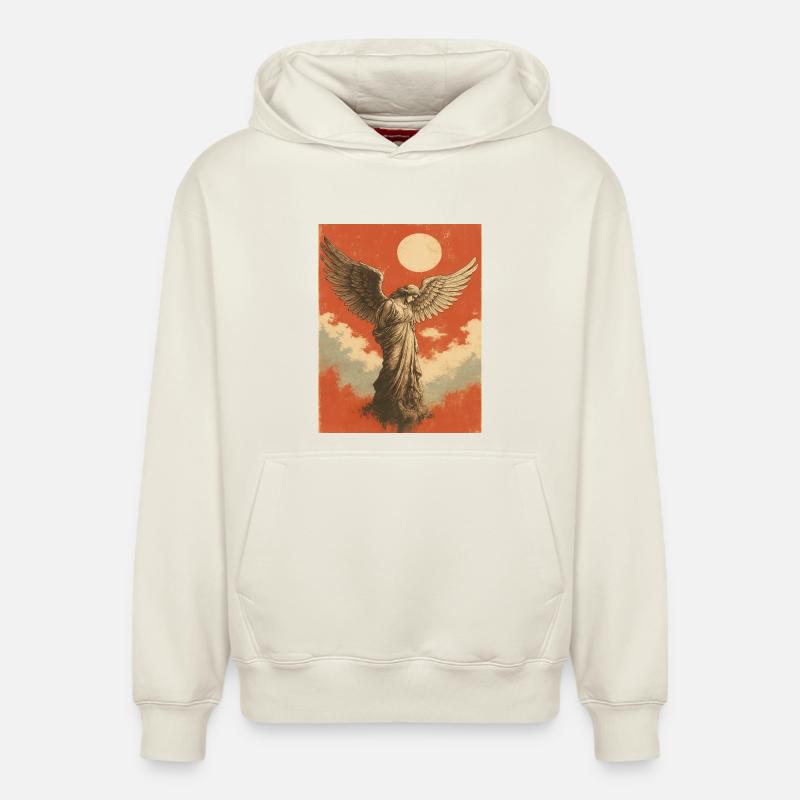 Ange avec Lune - Sweat à capuche unisexe décontracté en coton biologique – de SPREAD - blanc cassé
