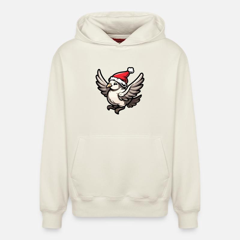 Colombe Oiseau Noël - Sweat à capuche unisexe décontracté en coton biologique – de SPREAD - blanc cassé