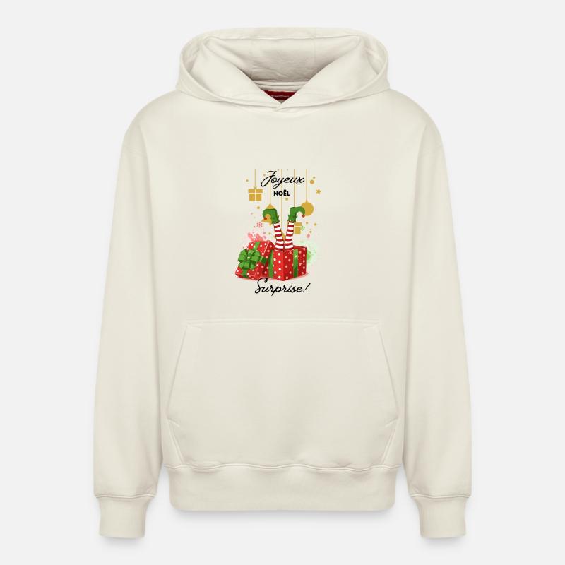 Joyeux_noel_surprise - Sweat à capuche unisexe décontracté en coton biologique – de SPREAD - blanc cassé