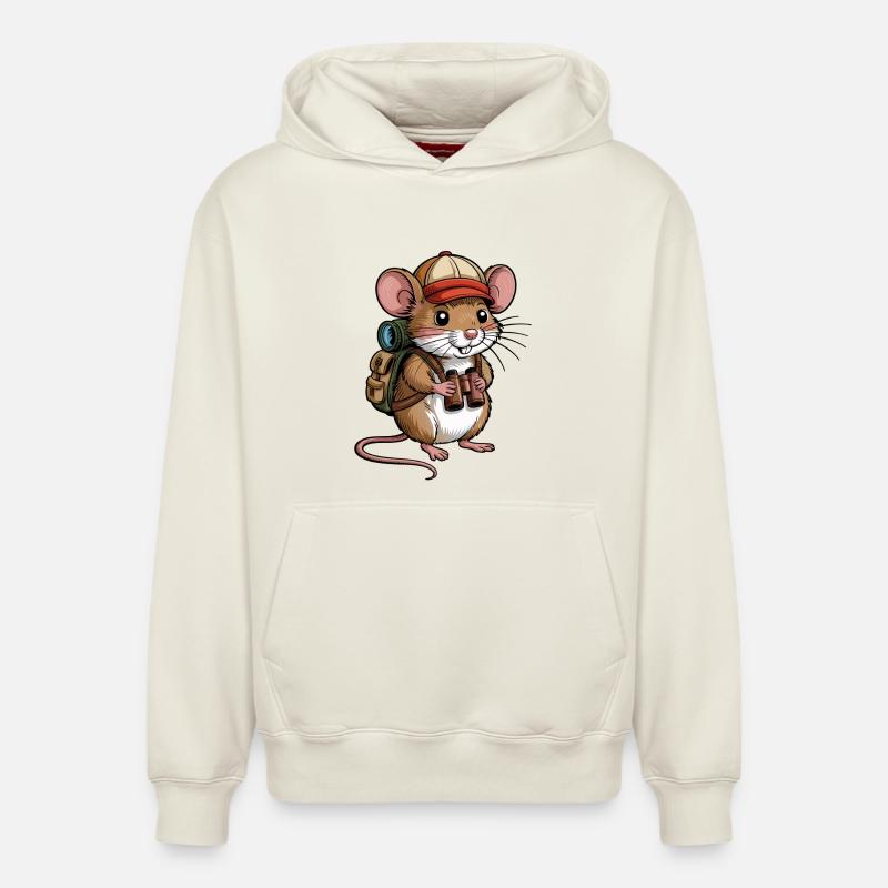 Aventure Wandermouse - Sweat à capuche unisexe décontracté en coton biologique – de SPREAD - blanc cassé