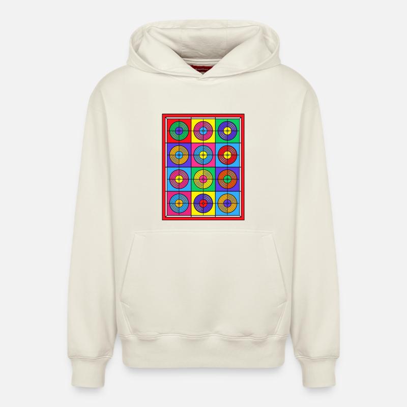 Vinyles Pop Art en vitrail - Sweat à capuche unisexe décontracté en coton biologique – de SPREAD - blanc cassé