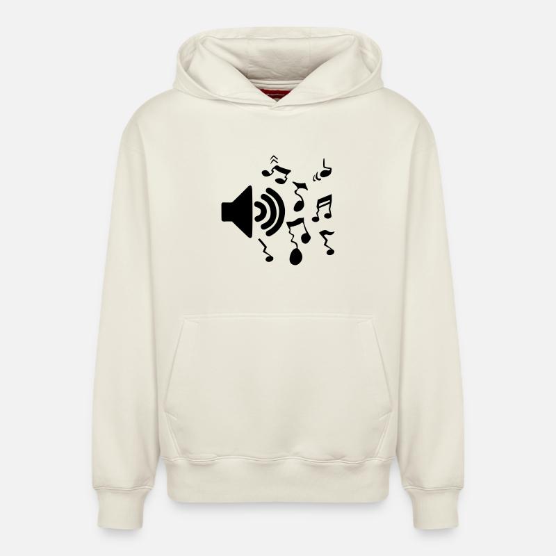 Volume du logo du haut-parleur - Sweat à capuche unisexe décontracté en coton biologique – de SPREAD - blanc cassé