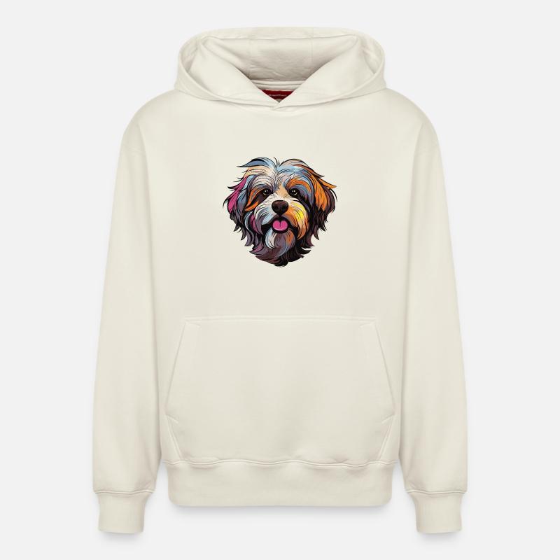 Bande dessinée de chien - Sweat à capuche unisexe décontracté en coton biologique – de SPREAD - blanc cassé