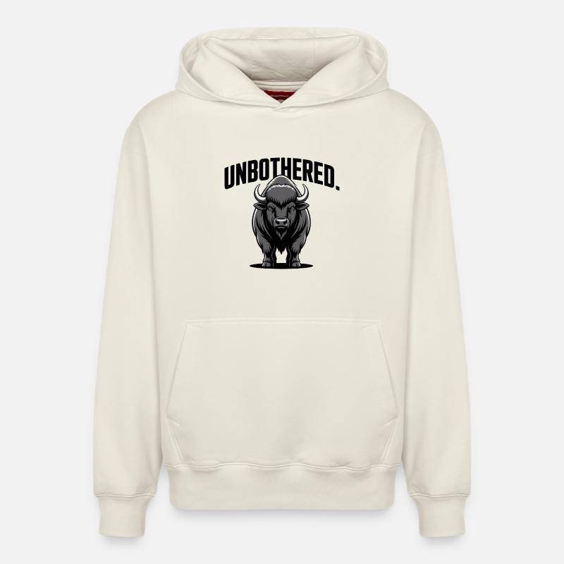 Emblème du taureau indifférent - Sweat à capuche unisexe décontracté en coton biologique – de SPREAD - blanc cassé