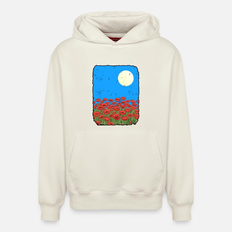 Coquelicots - Sweat à capuche unisexe décontracté en coton biologique – de SPREAD - blanc cassé